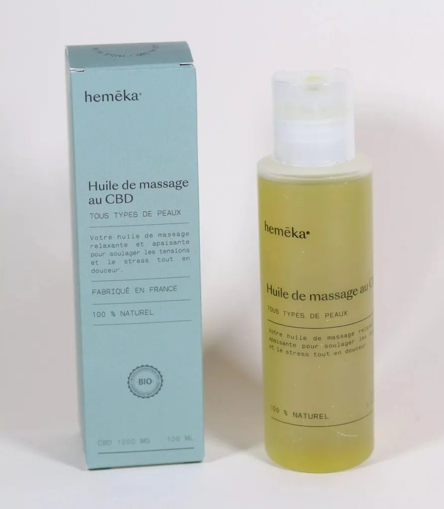 Huile de massage au CBD Hemēka 🌿💆♂️ - La Maison Du Canab